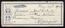 1914 - Likely Montana Area Payment Receipt for "Missionary Pledges" $18.55