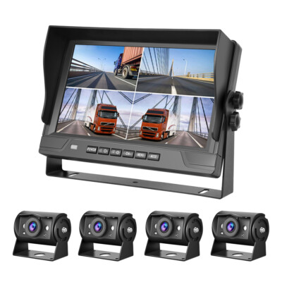9'' IPS 4CH Split Monitor + 1080P AHD 4x Einparkkameras Rückfahrkamera LKW 4Pin