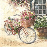20 Servietten Flowerbike Blumenfahrrad Blumen Landhaus Garten Natur Deko 33X33Cm