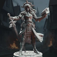 Vengeance Paladin Miniature Female Warrior 3D Printed Resin DnD Character