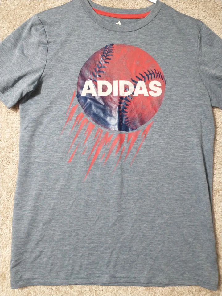 Camisa Adidas Juvenil Grande (14-16) Gris Exterior Atlética Informal Niños Niñas Foto 2 de 4