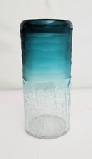 Teal Wave Crackled Vase