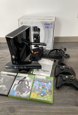 Xbox 360 S 250 GB Konsole Kinect Schwarz OVP - 2x Wireless Controller 3x Spiele