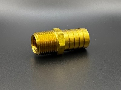 Brass thread to hose fitting, 1/2'' NPT male thread to 3/4'' or 19mm ID hose barb