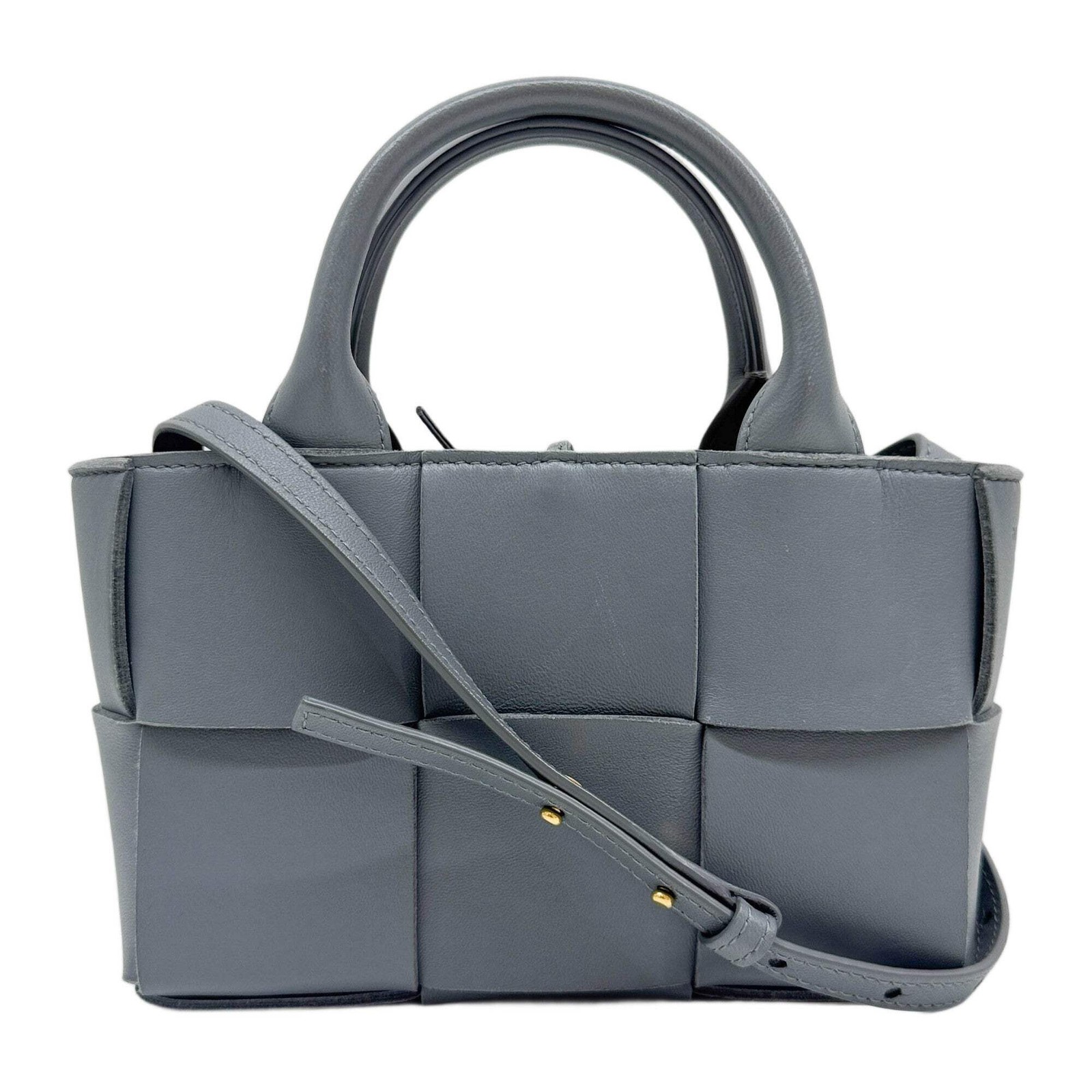 BOTTEGA VENETA Candy Arco Intrecciato Dusty Blue Leather Two Way Bag