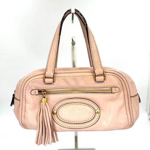 LOEWE Pink Leather Mini Boston Bag Authentic Ladies Handbag Crossbody Purse