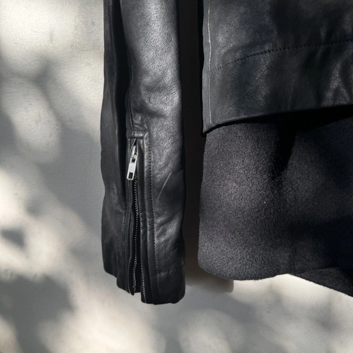 Rick Owens Stooges Leather Biker Jacket Cashmere Lining Black Sz IT 50 Italy - product detail image 14