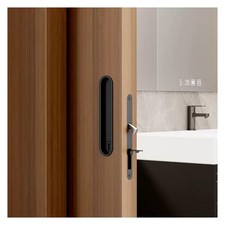 6" Black Pocket Door Lock with Edge Pull - Keyless Privacy Lock, Flush Mount ...