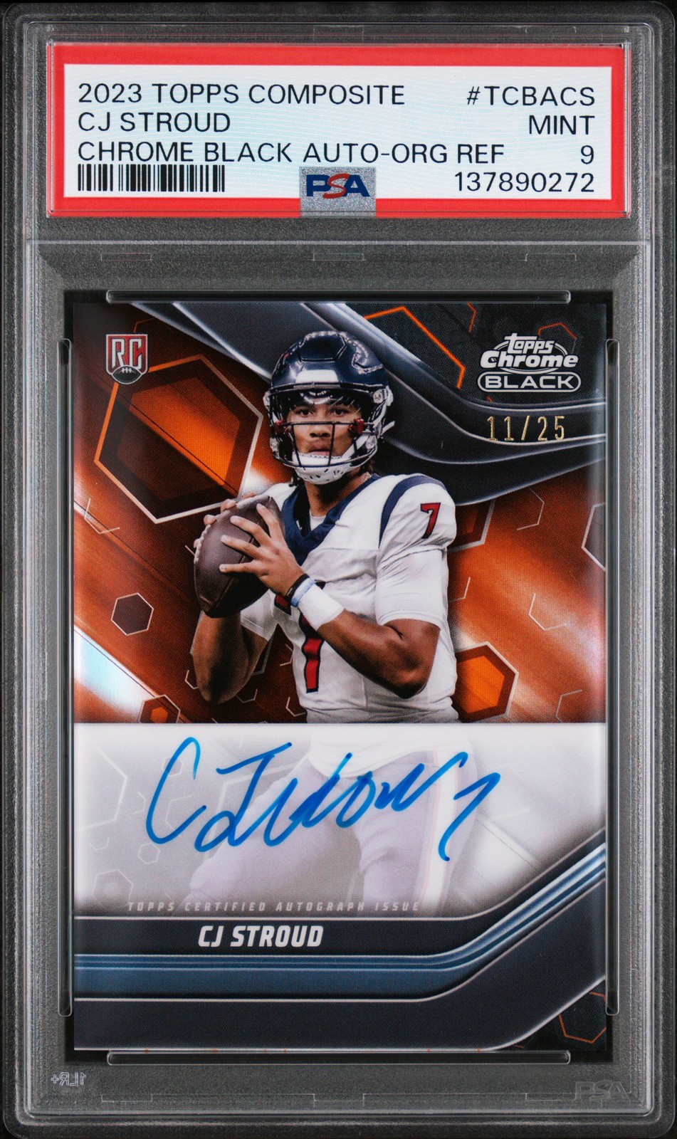 2023 TOPPS COMPOSITE TOPPS CHROME BLACK AUTOS #TCBACS CJ STROUD 11/25 PSA 9