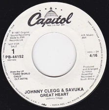 Johnny Clegg  Savuk - Great Heart - Used Vinyl Record 7 - Promo - Y8100z