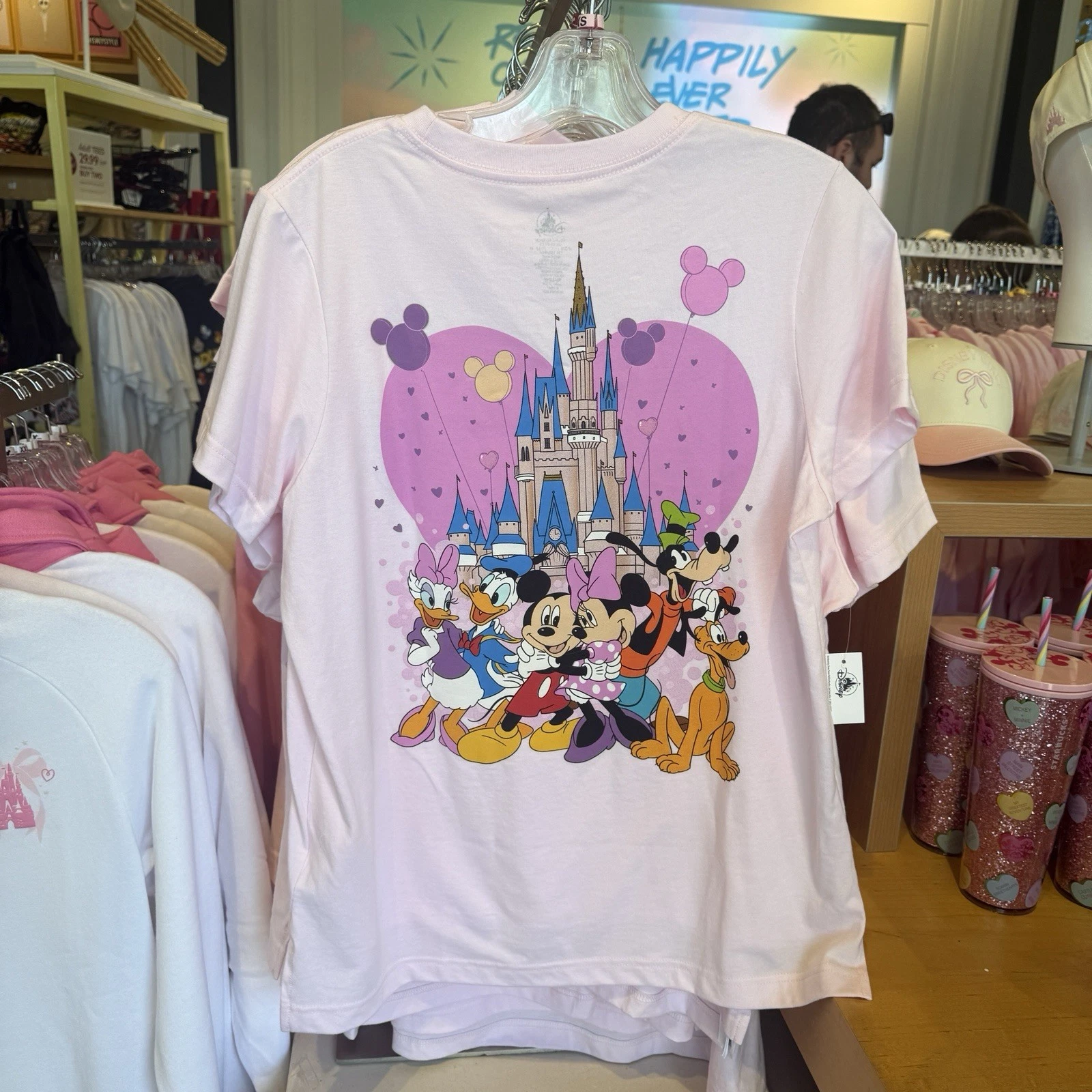 2026 Disney Parks Valentine's Day Castle Friends Shirt M Pink Walt Disney WDW