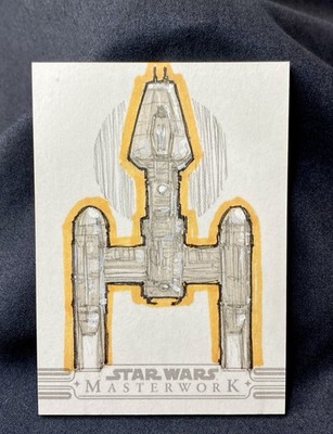 2025 Topps Star Wars Masterwork 1/1 Y-Wing Starfighter Sketch Dylan Riley Signed
