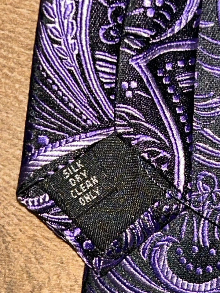 Классический мужской галстук Y&G фиолетовый пейсли 100% шелк - Изображение 3 из 3