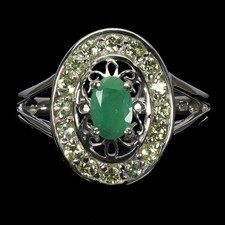 925 Sterling Silver Ring Oval Emerald 6x4mm Peridot Natural Gemstone Jewelry 8