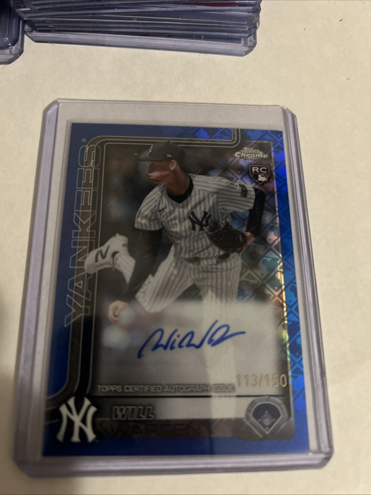 2025 Topps Chrome Logofractor Blue Auto Will Warren RC /150 #RA-WWA