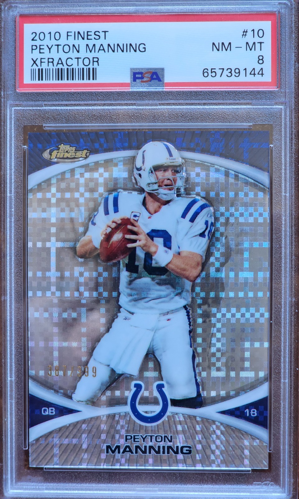 2010 TOPPS FINEST PEYTON MANNING XFRACTOR REFRACTOR #10 /399 PSA 8 COLTS GREAT