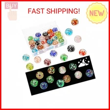22 Pcs Assorted Glow in The Dark Beads, 12mm Luminous Crackle Glass Beads Europe