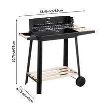 Rectangular BBQ Barbecue Steel Charcoal Grill Outdoor Patio Garden Wheels