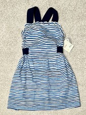 Oso & Me Girls 3-4 Blue White Striped Carolyn Dress NWT Made in USA