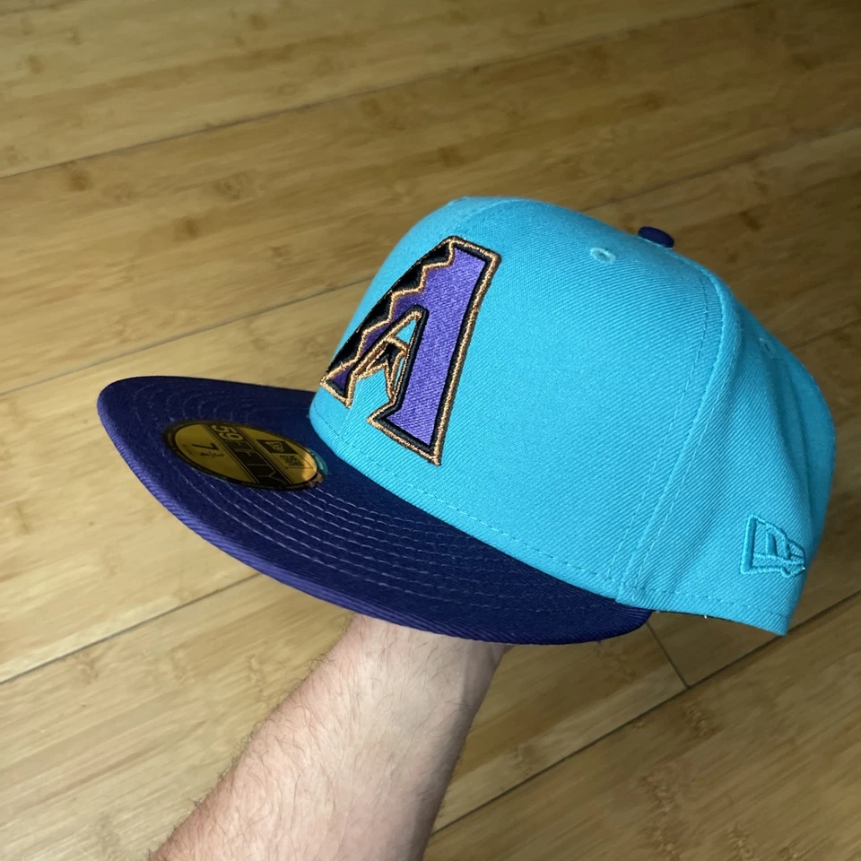 New Era 59FIFTY Arizona Diamondbacks ALT Teal Purple Wool-Brim 1998 7 3/4 Hat - Image 3 of 4
