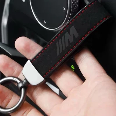 Premium Luxury M Performance BMW Black Red Suede Keyring Chain 1 2 3 4 5 Series