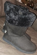 Girls Makalu Winter Cozy Land Fur Winter Boots Size 5 Ladies 7.5 Black