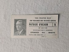 1923 Patrick O'Hearn First Primary Election Card - Boston, Ma