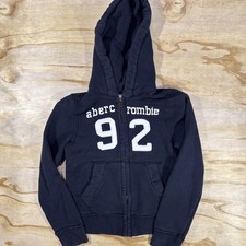 Abercrombie  Fitch Kids Zip Up Hooded Sweatshirt Size Small  92 On Front Navy
