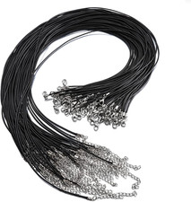 100 Pcs 24 Inch 1.5mm Black Waxed Necklace Cord String for Jewelry Making Craft