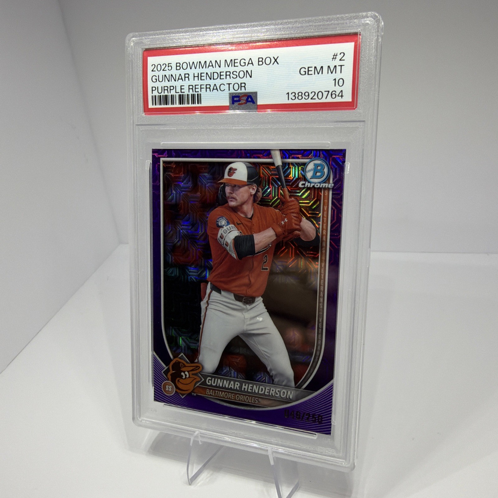 2025 Bowman Chrome Gunnar Henderson Purple Refractor /250 PSA 10 🔥 Orioles view 4