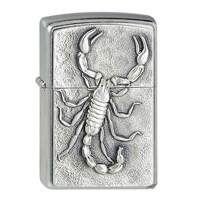 Zippo Street Chrome Scorpion Feuerzeug silbergrau matt mit Emblem￼
