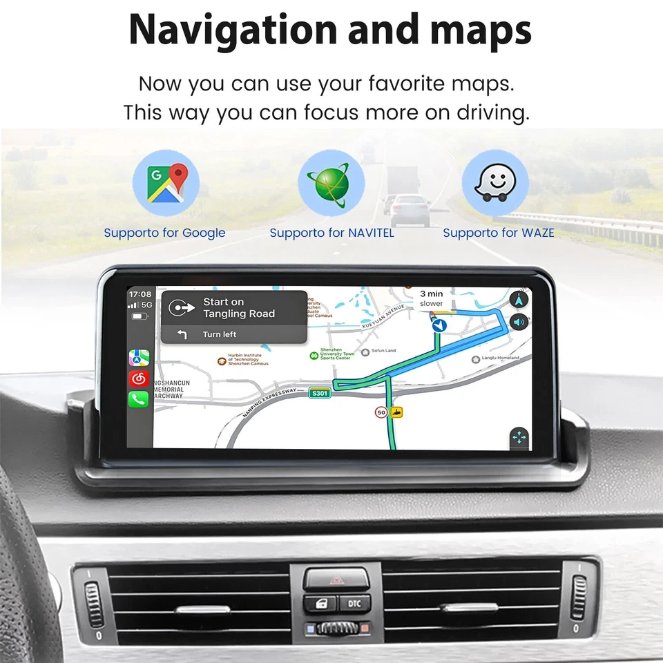 Radio estéreo Apple CarPlay 10,25" para BMW Serie 3 E90 E91 E92 E93 2006-2011 Foto 4 de 4