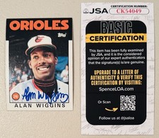 Alan Wiggins Signed Autographed 1986 Topps Card #508 JSA Cert