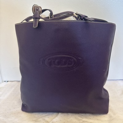 AUTHENTIC TOD'S EXTRA LARGE PURPLE LEATHER HANDBAG TOTE MSRP $1165.00