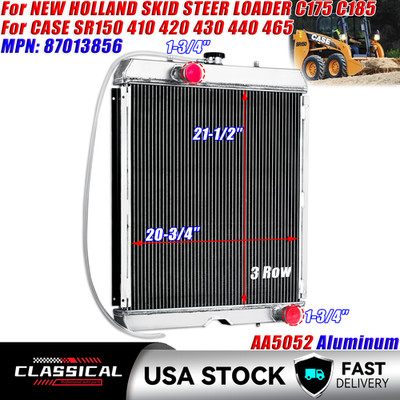 C175 Radiator 3 ROWS RADIATOR FOR NEW HOLLAND SKID STEER LOADER C175 C185 CASE 410 ...