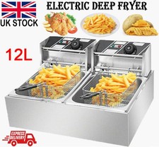 Dual Tank 2500W 12L Commercial Electric Deep Fryer Fat Chip Twin Stainless Steel