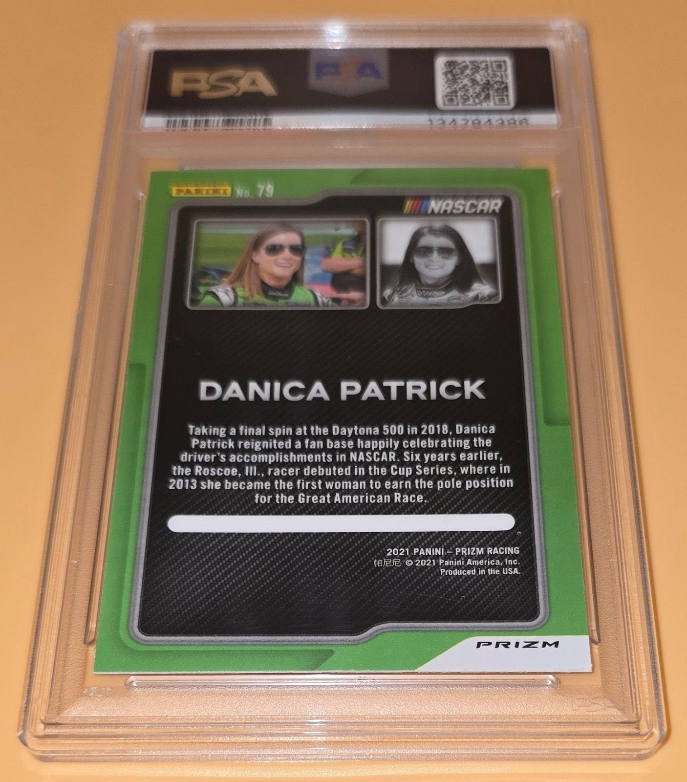 Danica Patrick PSA 10 Low Pop 1 Red Blue Hyper Prizm Parallel 2022 Prizm Racing view 10