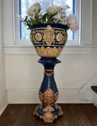WELLER ART POTTERY JARDINIERE ON STAND C.1900-1920 PLANTER