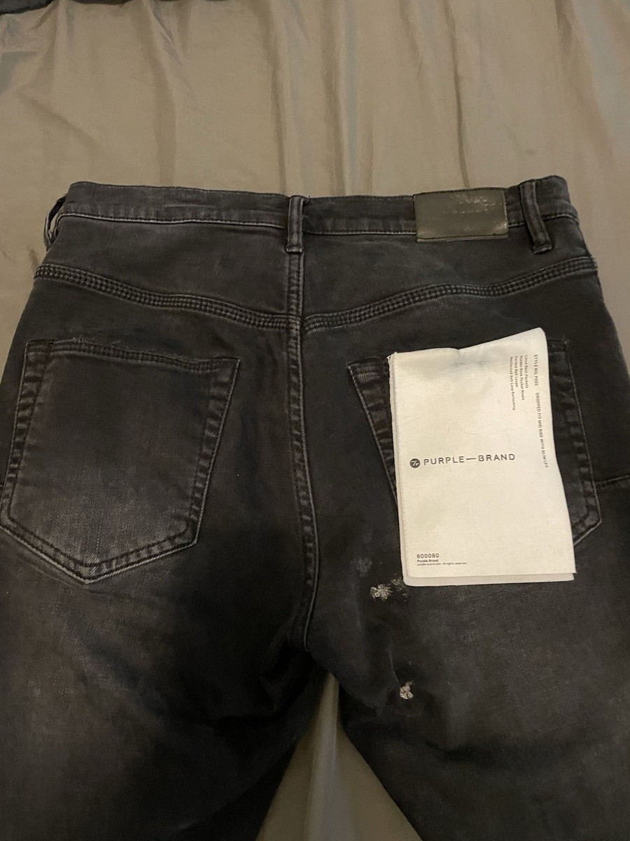 Purple Brand Black Distressed Slim Straight Cotton Jeans Men's 5