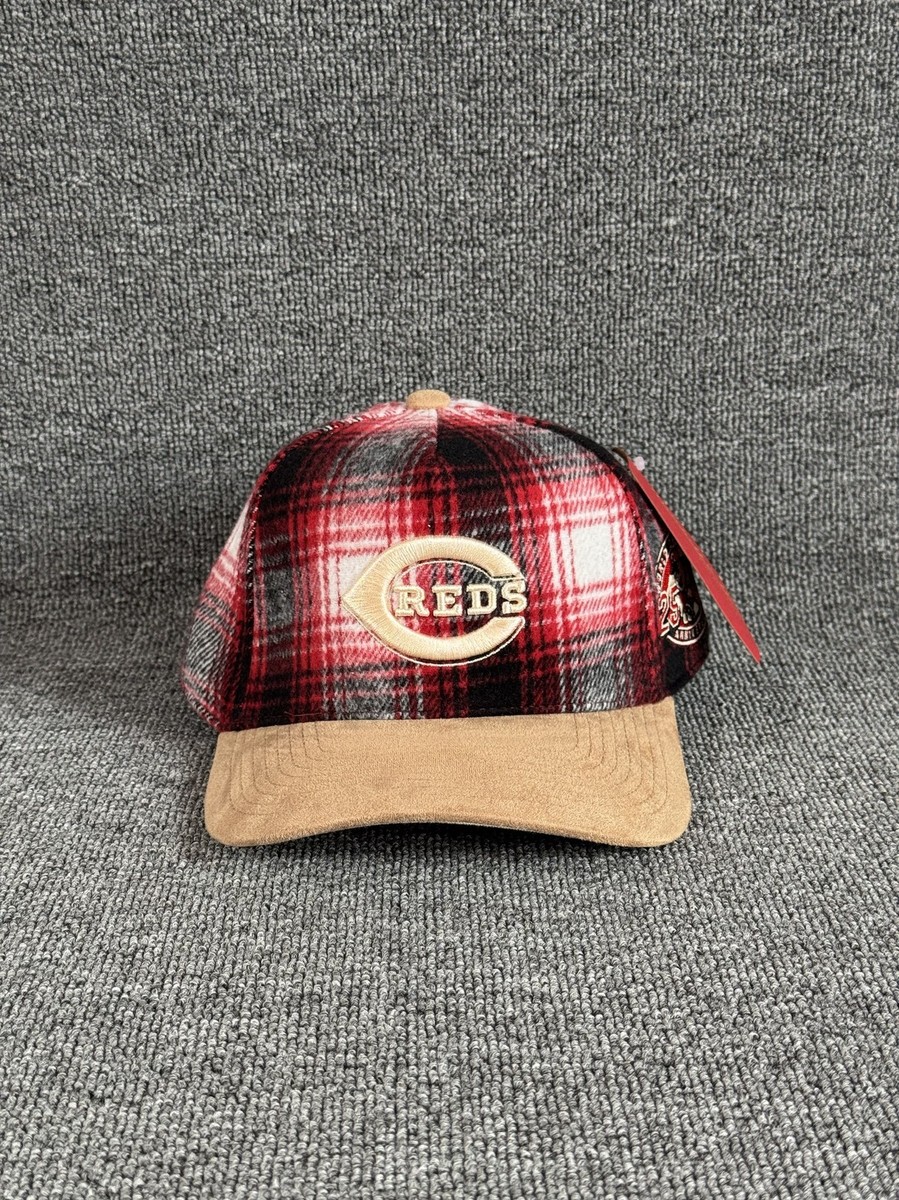 Mitchell & Ness Cincinnati Reds MLB Plaid Snapback Hat Tan Brim Cap