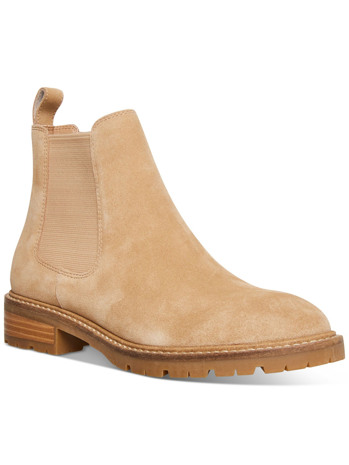 Steve Madden Women's Beige Leopold Leather Chelsea Boots with Block Heel