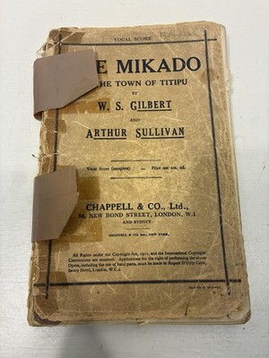 The Mikado Vocal Score Complete Gilbert & Sullivan Chappell London c1910s