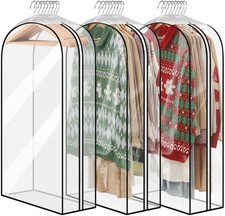 10" Gusseted Clear Garment Bags for Hanging Clothes, 43" Suit Bags for Closet...