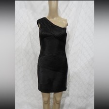 NWT 368 BCBG Max Azria Black One-Shoulder Eden Dress, Sz 2 