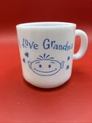 Vintage White Milk Glass I Love Grandma Cup Coffee Mug 3.5"