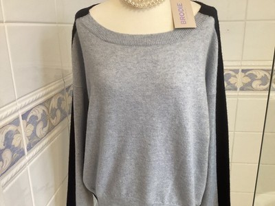 BRODIE 100% KASCHMIR, COLOUR BLOCK DAMEN PULLOVER GRÖSSE MEDIUM NEU ETIKETT