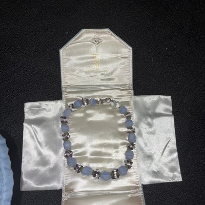 Ross Simons blaue Spitze Achat Amethyst Peridot Perlen Halskette Sterlingsilber