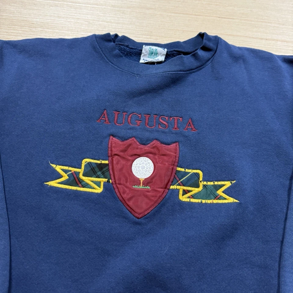 Sudadera Augusta Dorada Vintage Años 90 Cuello Redondo Bordada Grande Benchmark Foto 2 de 4