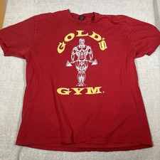Vintage Y2K Golds Gym T Shirt Mens 2XL Red Bodybuilder Workout *Pinhole Dot