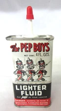 VINTAGE ADVERTISING PEP BOYS LIGHTER FLUID    OILER  OIL TIN CAN  D-563